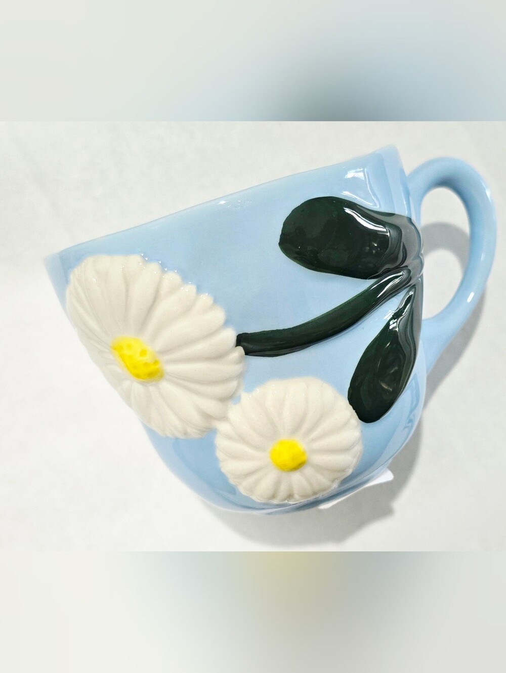 NEW! Anthropologie Foster Stoneware Mug Cup Daisies 13 oz